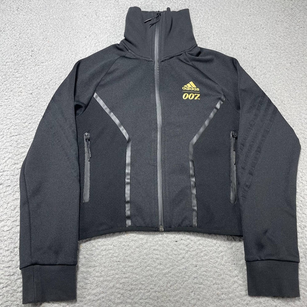 Adidas Track Jacket Womens Small Black 007 James‎ Bond Reflective Full Zip Lined